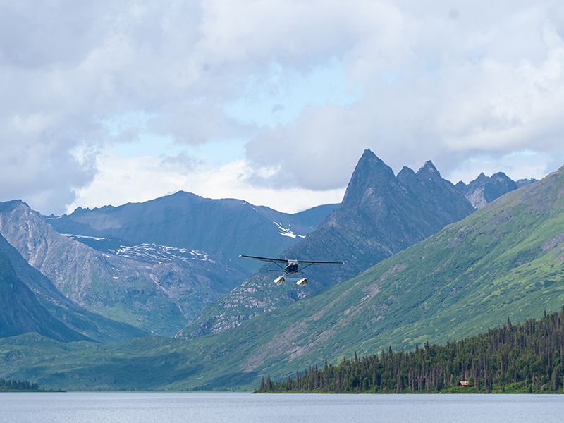 Taking off on Chelatna Lake