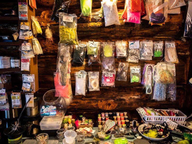 Fly Tying Station at Chelatna Lake Lodge 