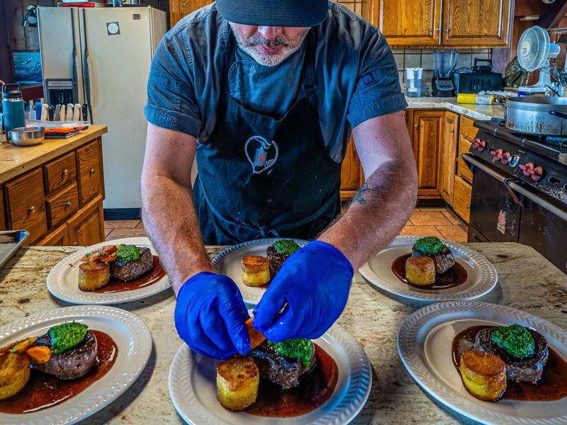 Prepping Dinner at Chelatna Lake Lodge 